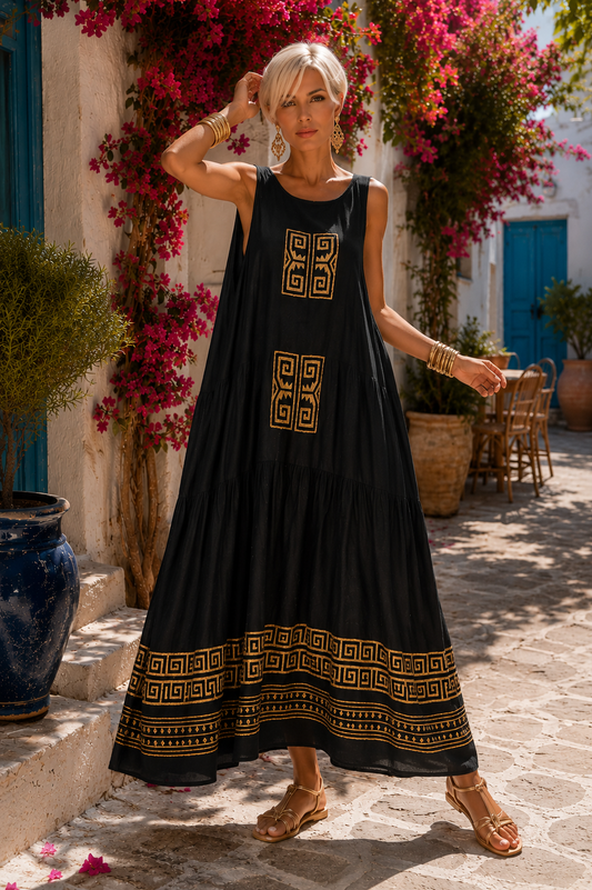 Φόρεμα maxi rayon με μαιάνδρους