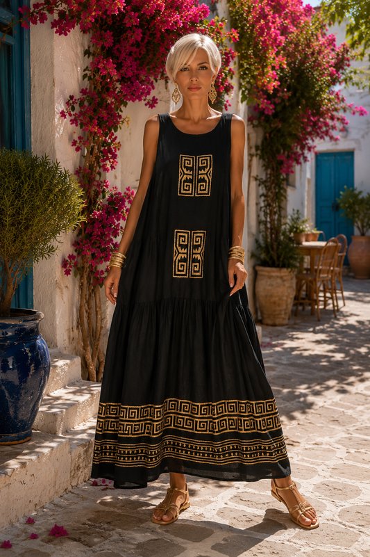 Φόρεμα maxi rayon με μαιάνδρους