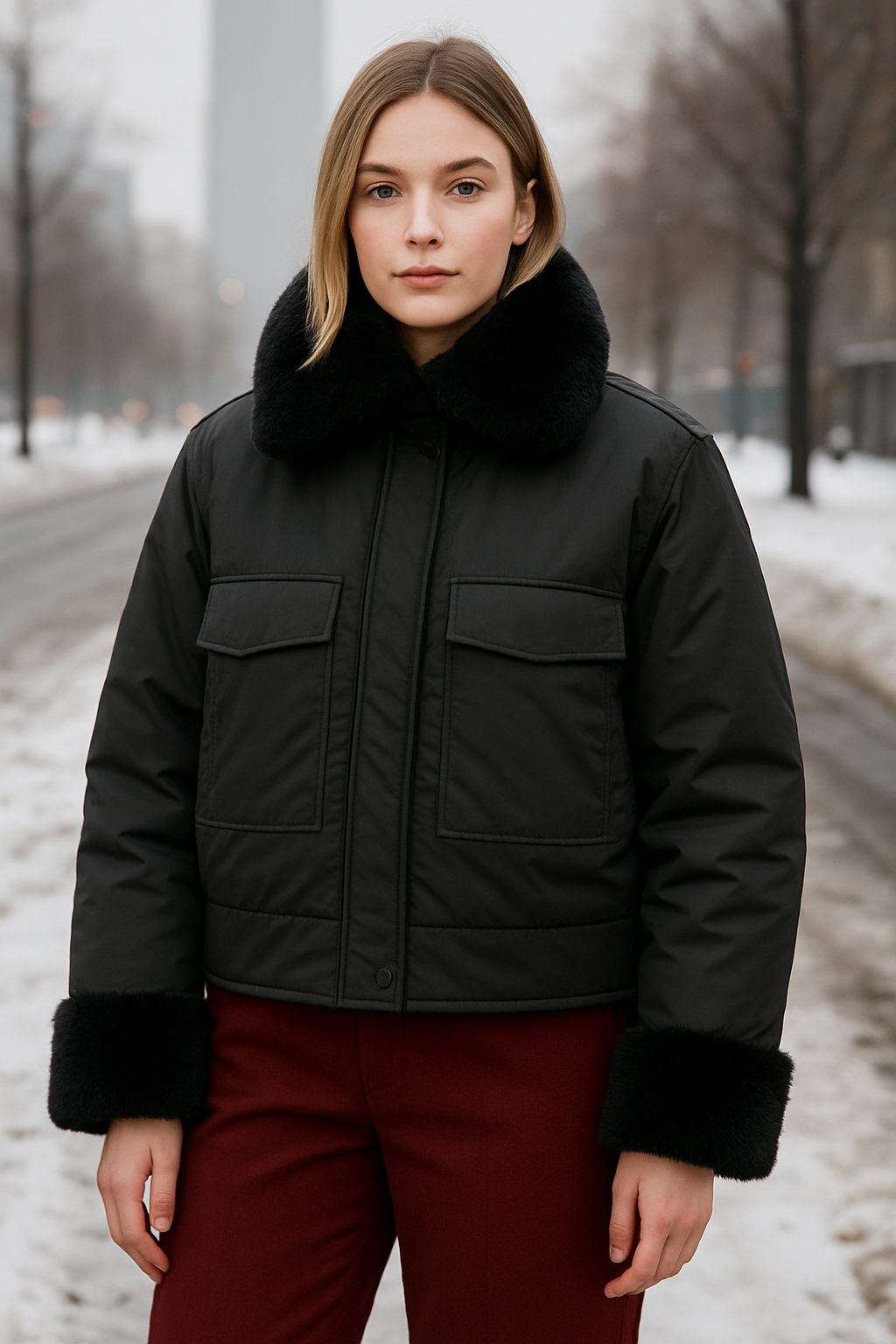 Μπουφάν με γούνινα στοιχεία