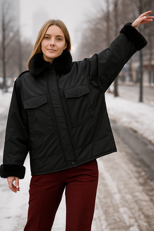 Μπουφάν με γούνινα στοιχεία