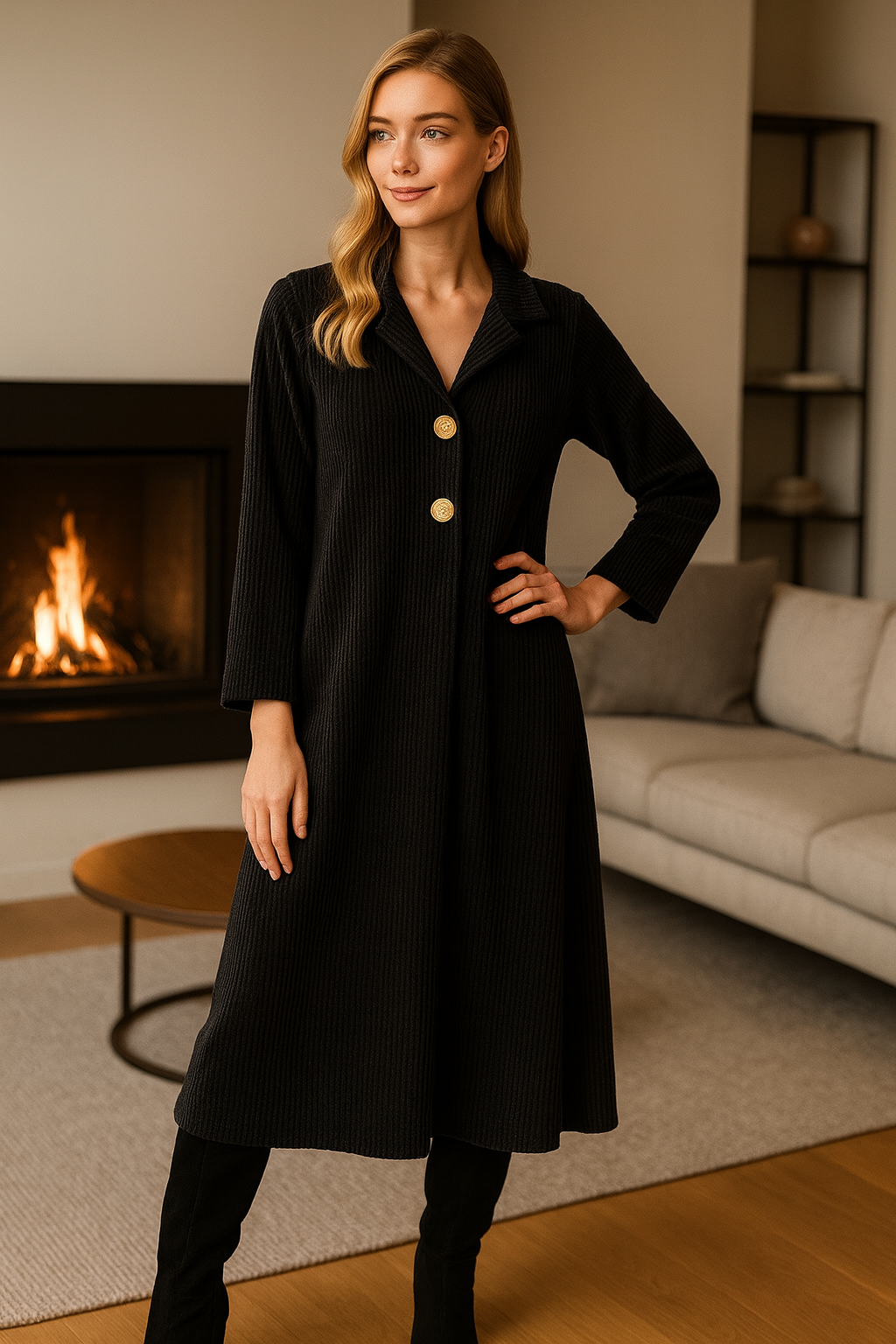 Φόρεμα midi/maxi loose κοτλέ