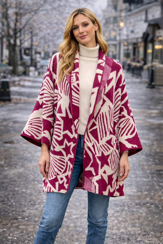 Παλτοζακέτα oversized geometric printed ALEX MAX