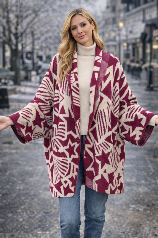Παλτοζακέτα oversized geometric printed ALEX MAX
