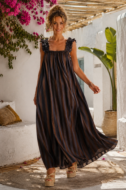 Φόρεμα midi/maxi viscose ριγέ oversized