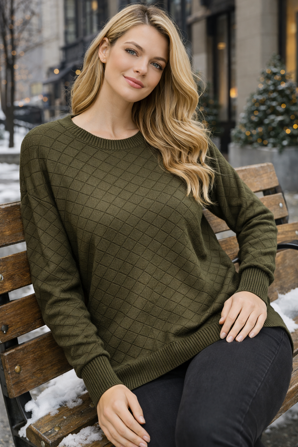 Μπλούζα πλεκτή λεπτή με σχέδια oversized