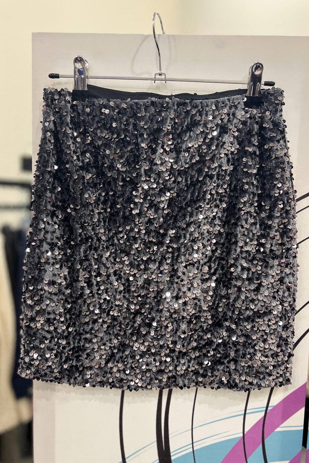 Φούστα mini ombre βελουτέ με παγιέτα