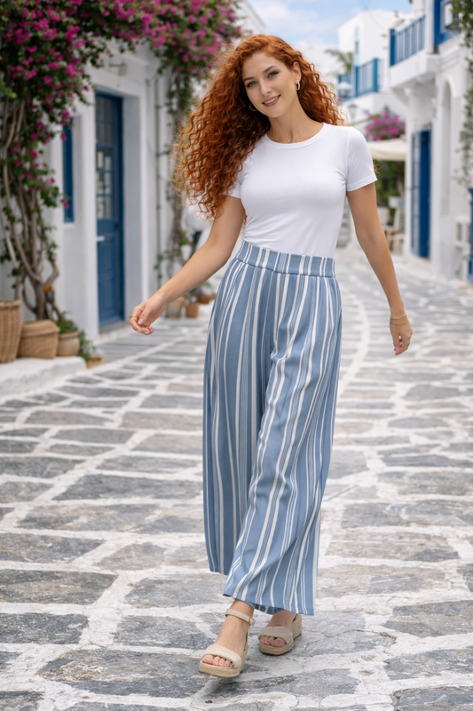 Παντελόνα loose ριγέ Α γραμμή