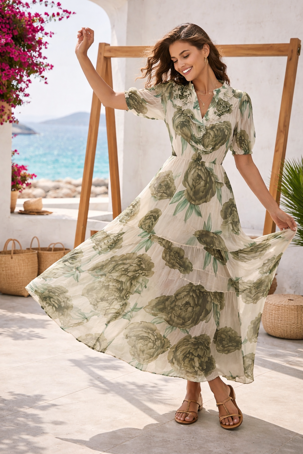 Φόρεμα maxi chiffon floral