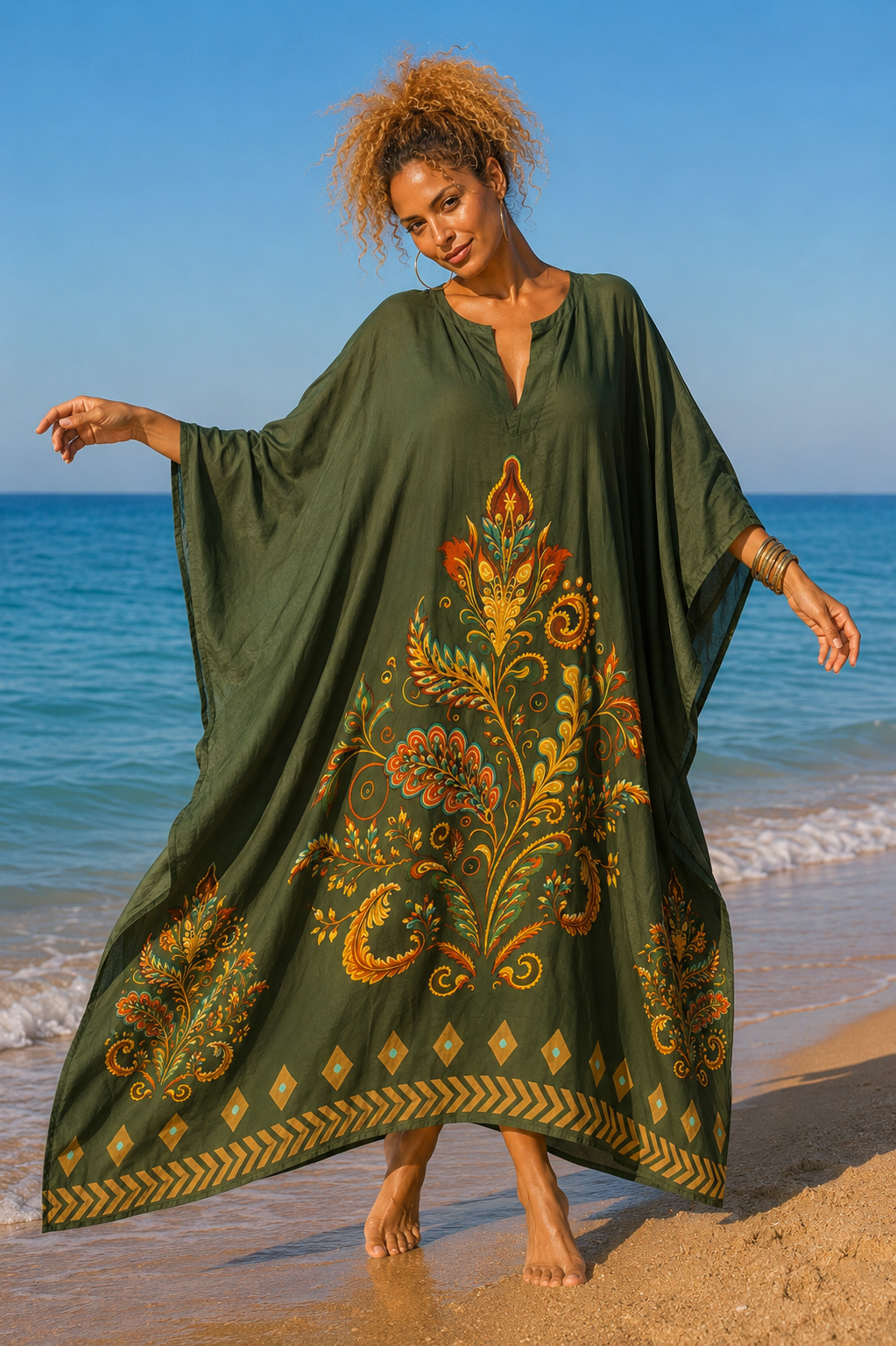 Καφτάνι plus size viscose printed