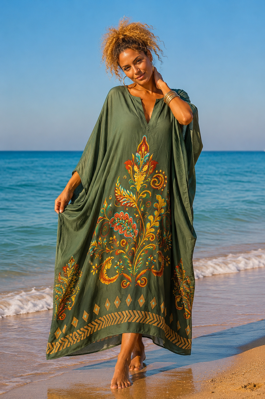 Καφτάνι plus size viscose printed