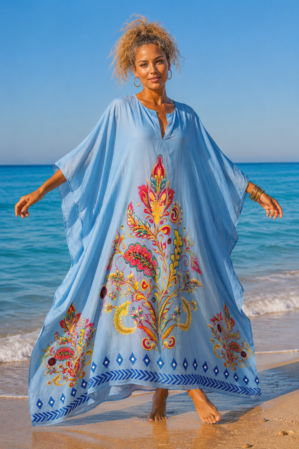 Καφτάνι plus size viscose printed