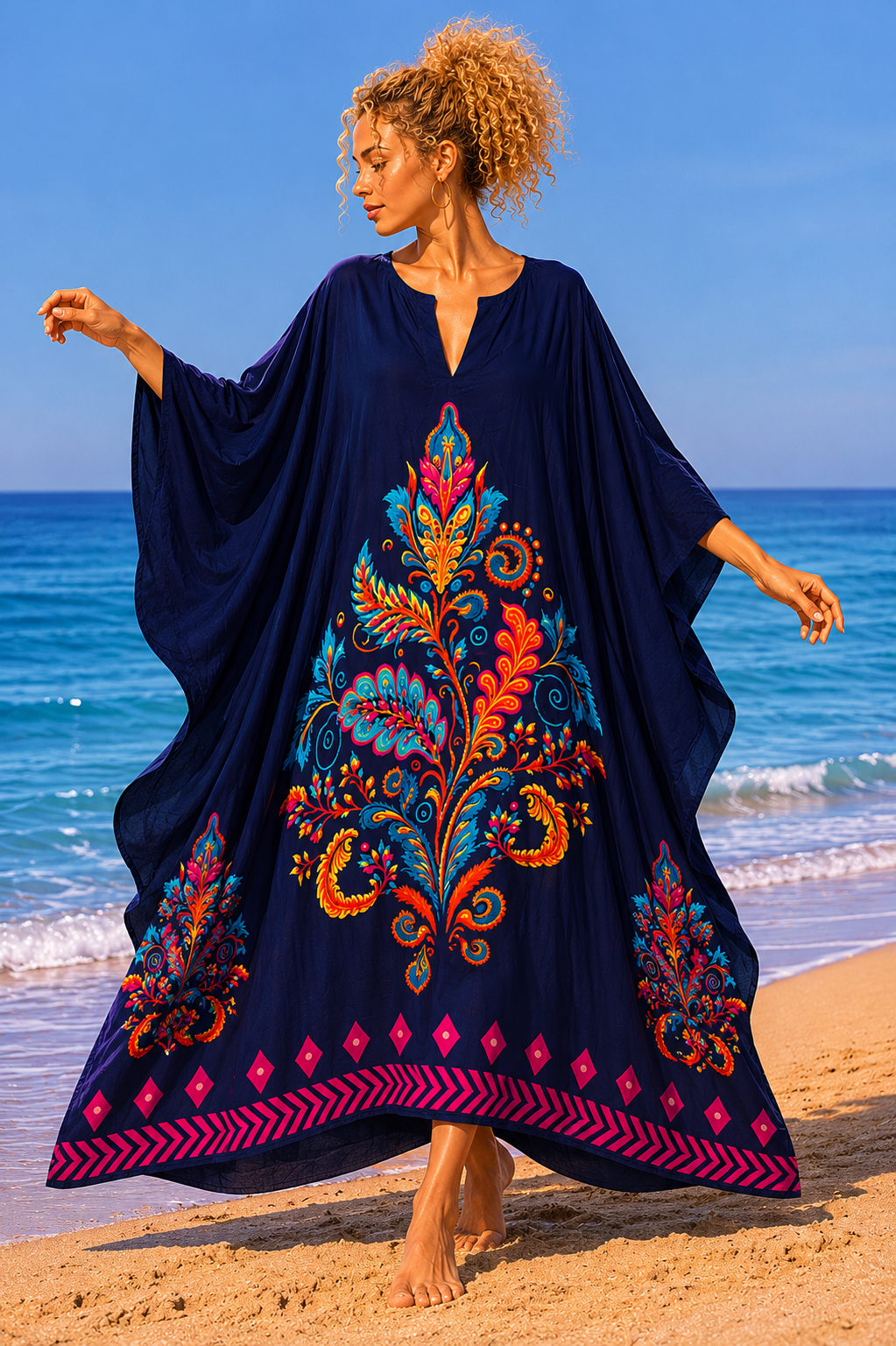 Καφτάνι plus size viscose printed