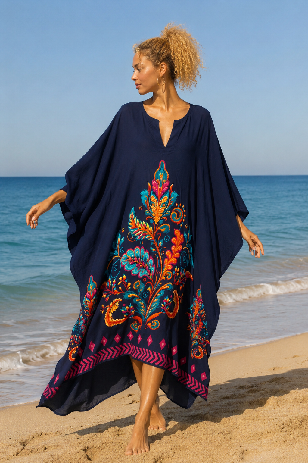 Καφτάνι plus size viscose printed