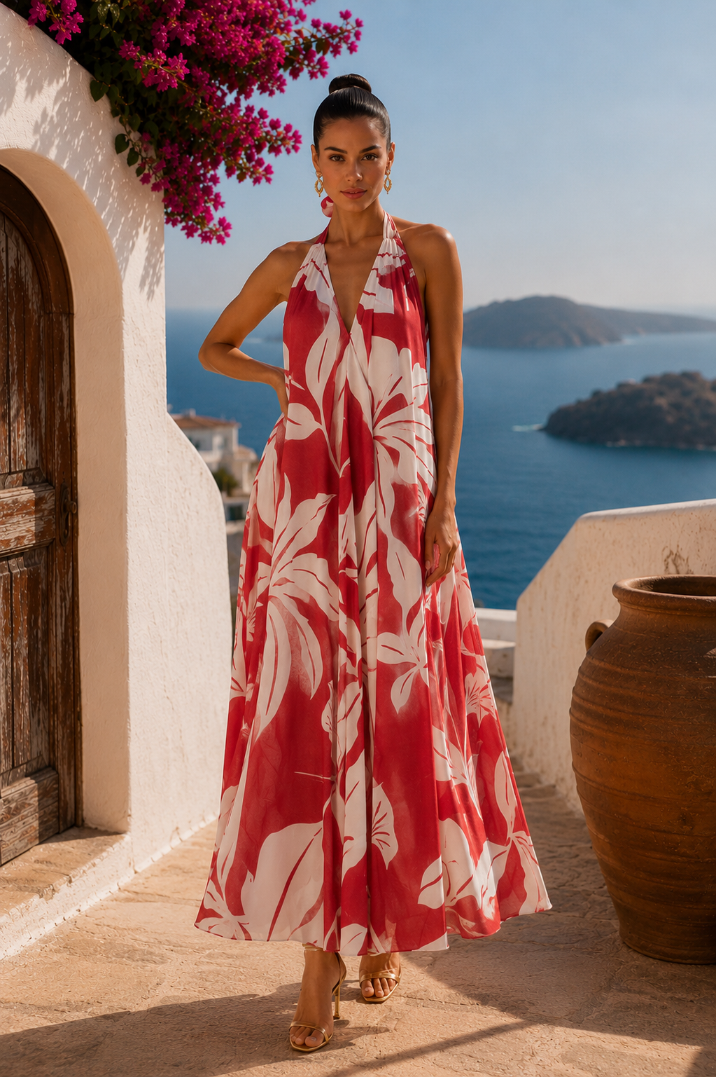 Φόρεμα maxi elegant floral printed