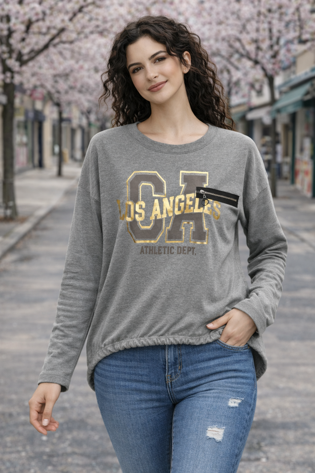 Φούτερ βαμβακερό με στάμπα oversized