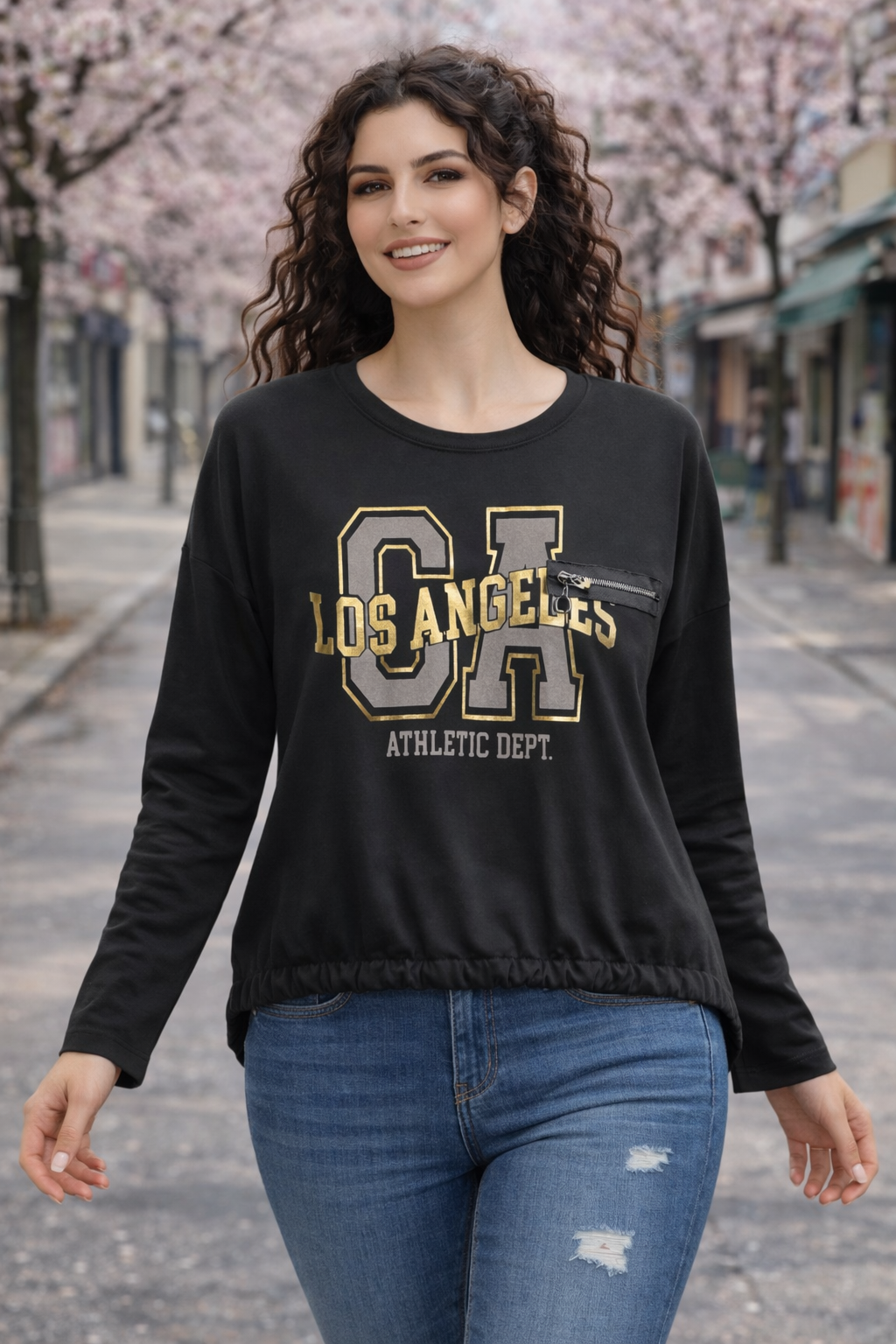 Φούτερ βαμβακερό με στάμπα oversized