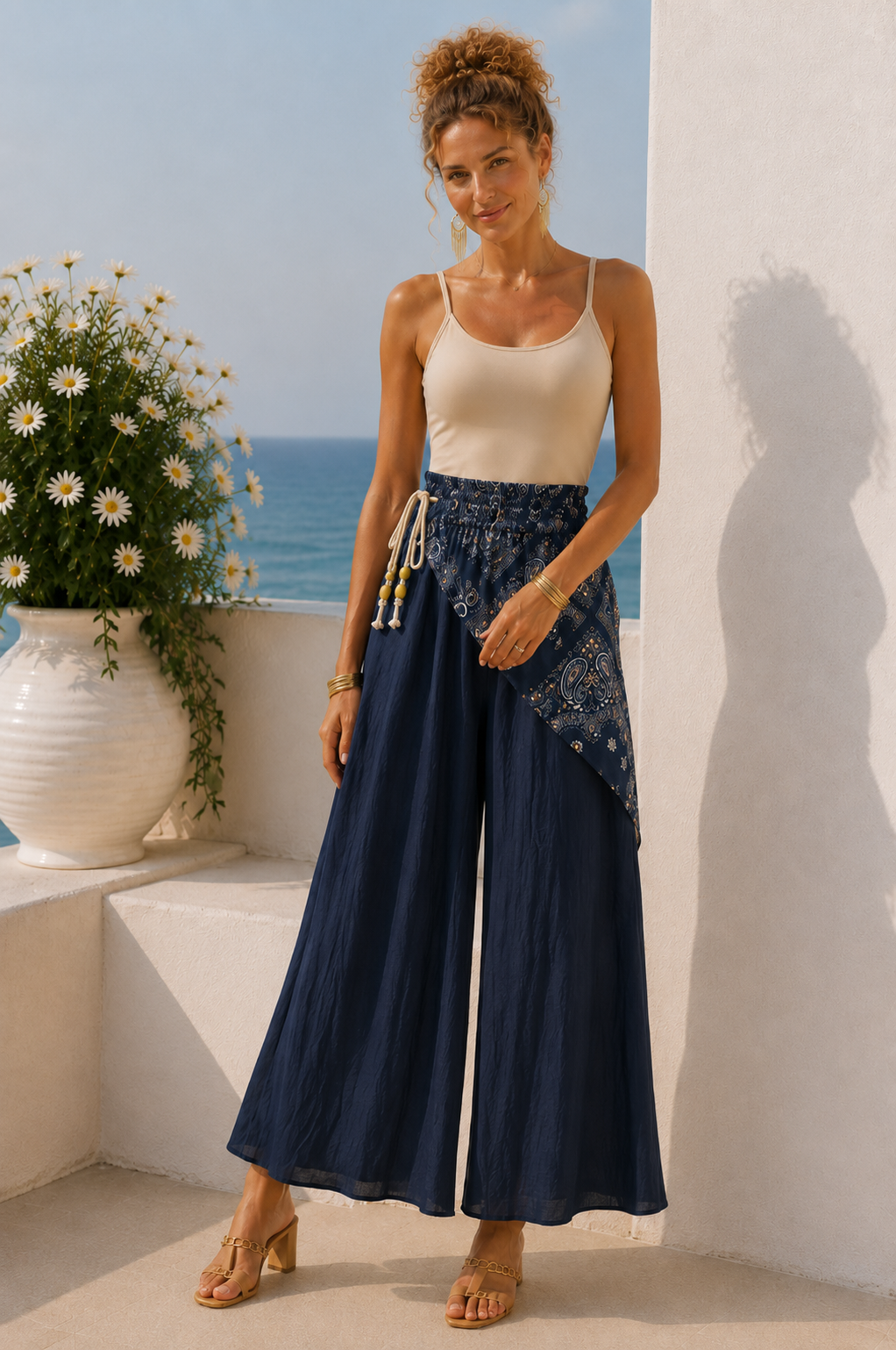 Παντελόνα viscose με μαντήλα
