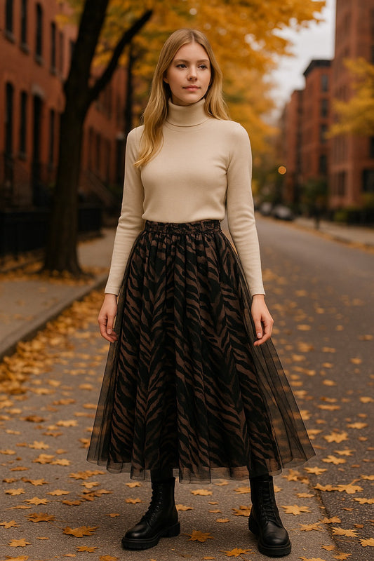 Φούστα maxi tutu animal printed