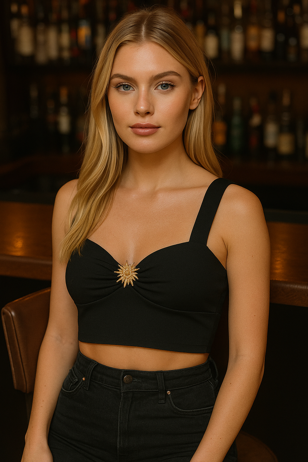 Top cropped κρεπ με λεπτομέρεια