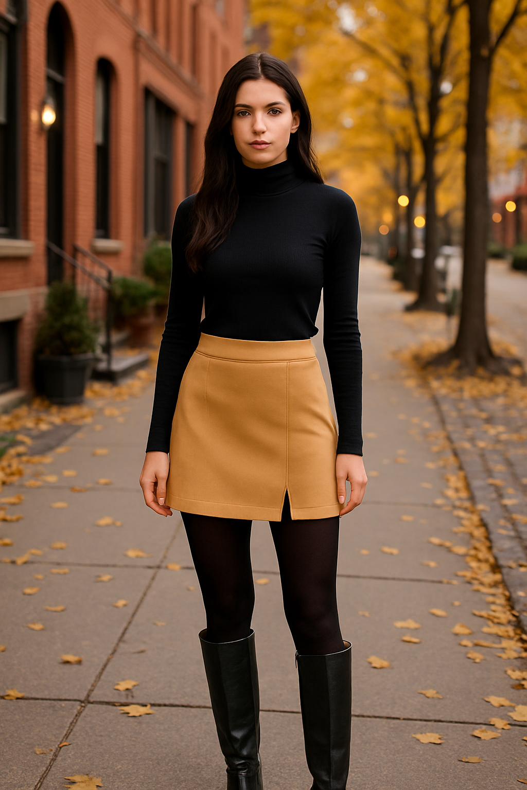 Skort mini suede με άνοιγμα στο πλάι