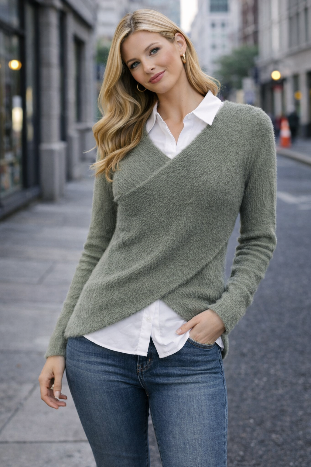 Μπλούζα πλεκτή fluffy ασύμμετρη