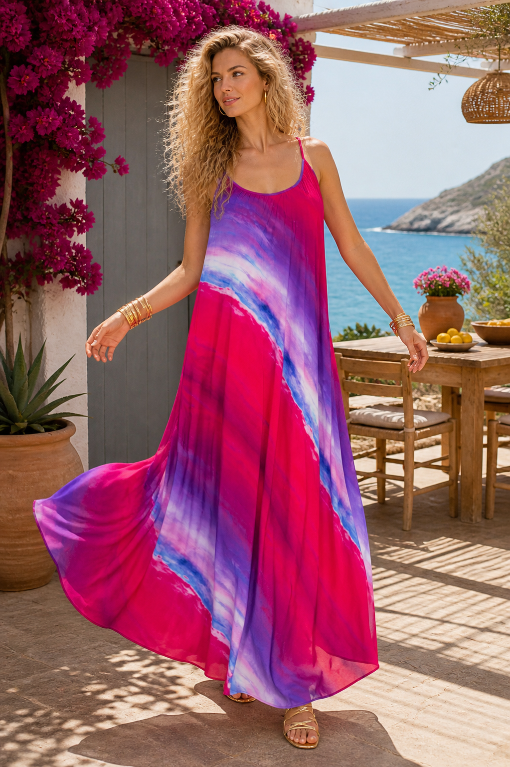 Φόρεμα maxi printed multicolor