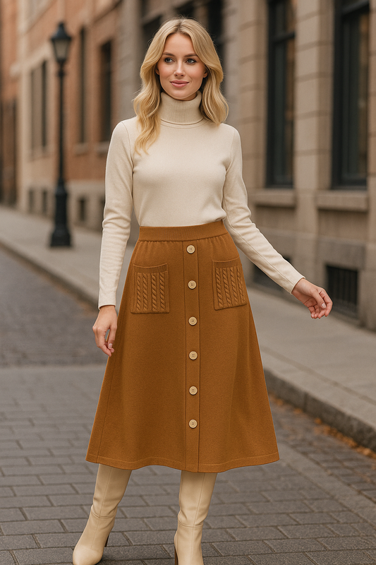 Φούστα midi/maxi πλεκτή με διακόσμηση