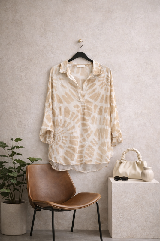 Μπλουζοπουκαμίσα βαμβακερή printed oversized