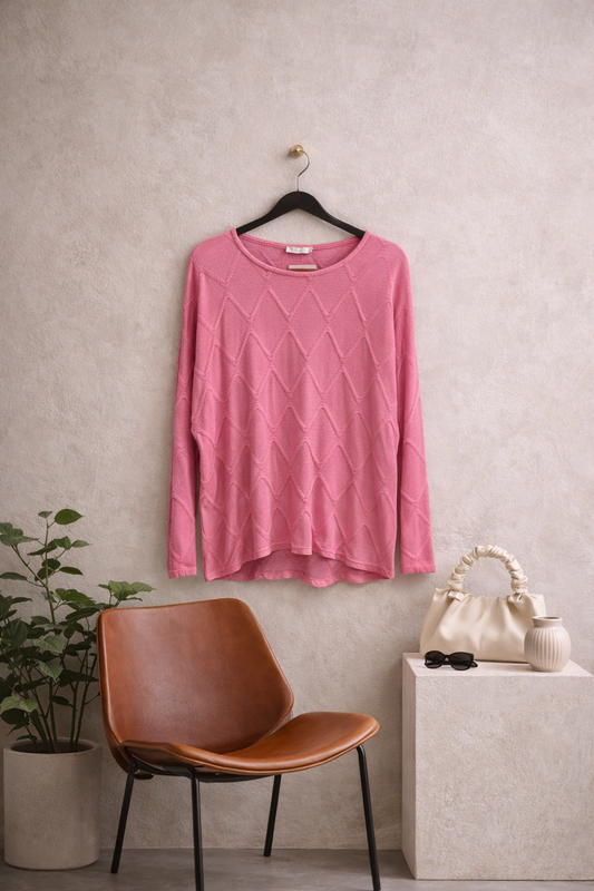 Μπλούζα λεπτή πλεκτή με σχέδια oversized