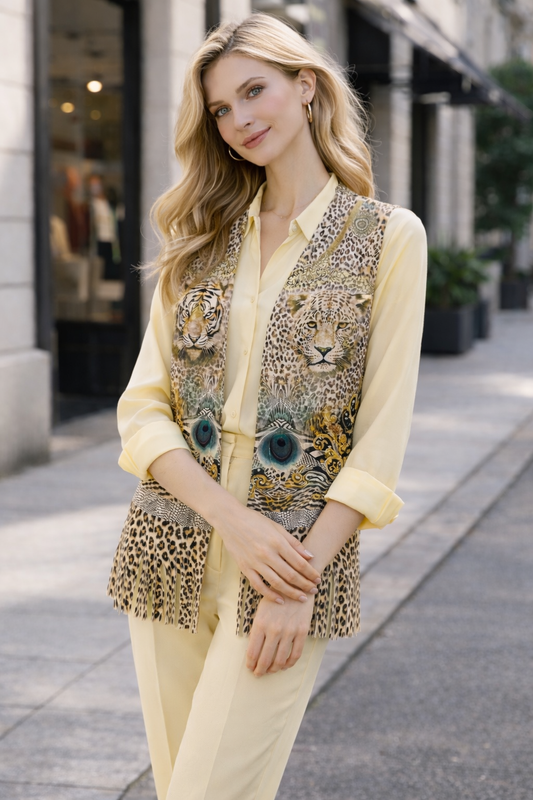 Γιλέκο λεπτό suede animal printed