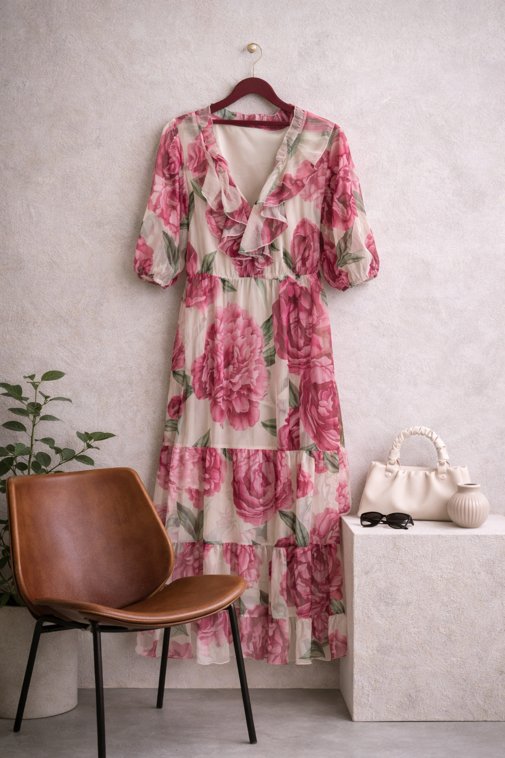 Φόρεμα maxi chiffon floral