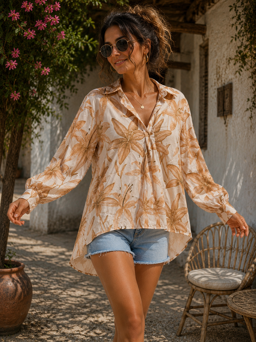 Μπλουζοπουκαμίσα loose floral printed