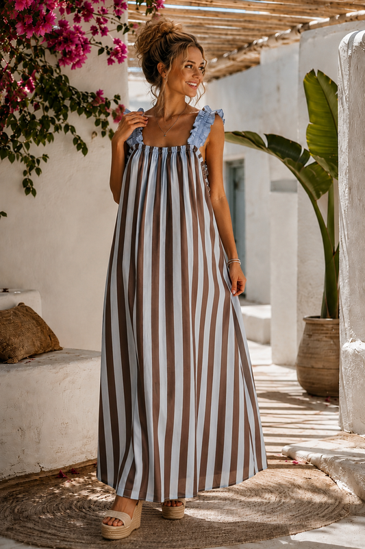 Φόρεμα midi/maxi viscose ριγέ oversized