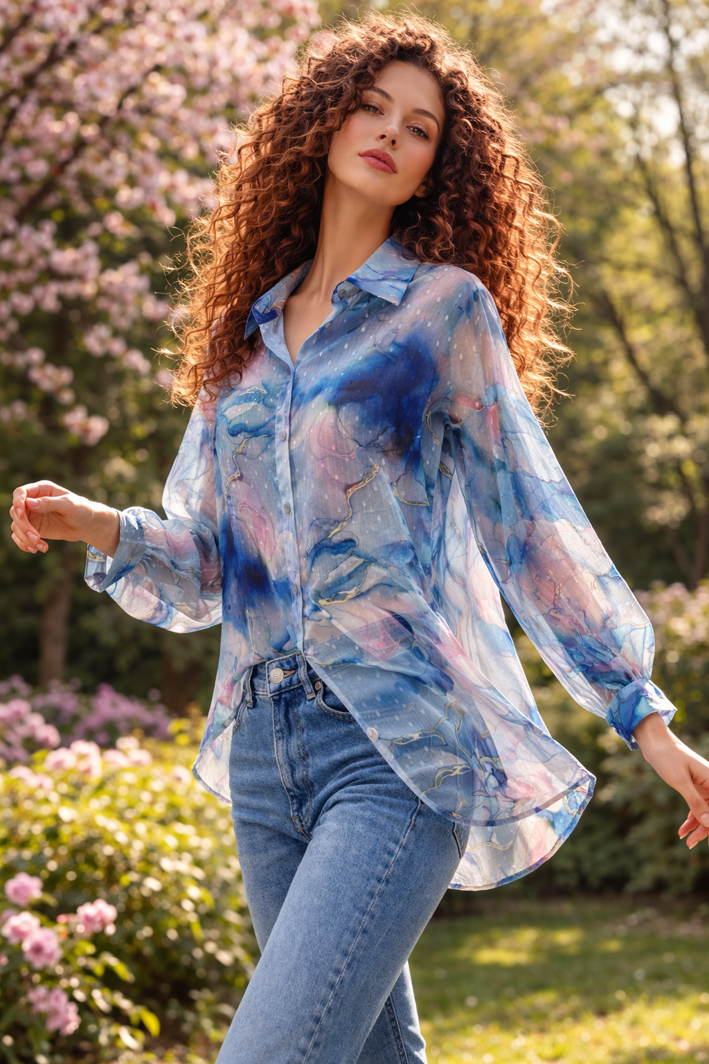 Πουκάμισο printed με lurex