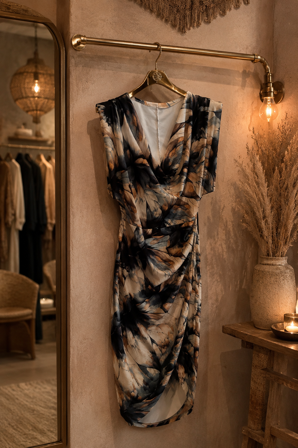 Φόρεμα midi/maxi floral printed ντραπέ