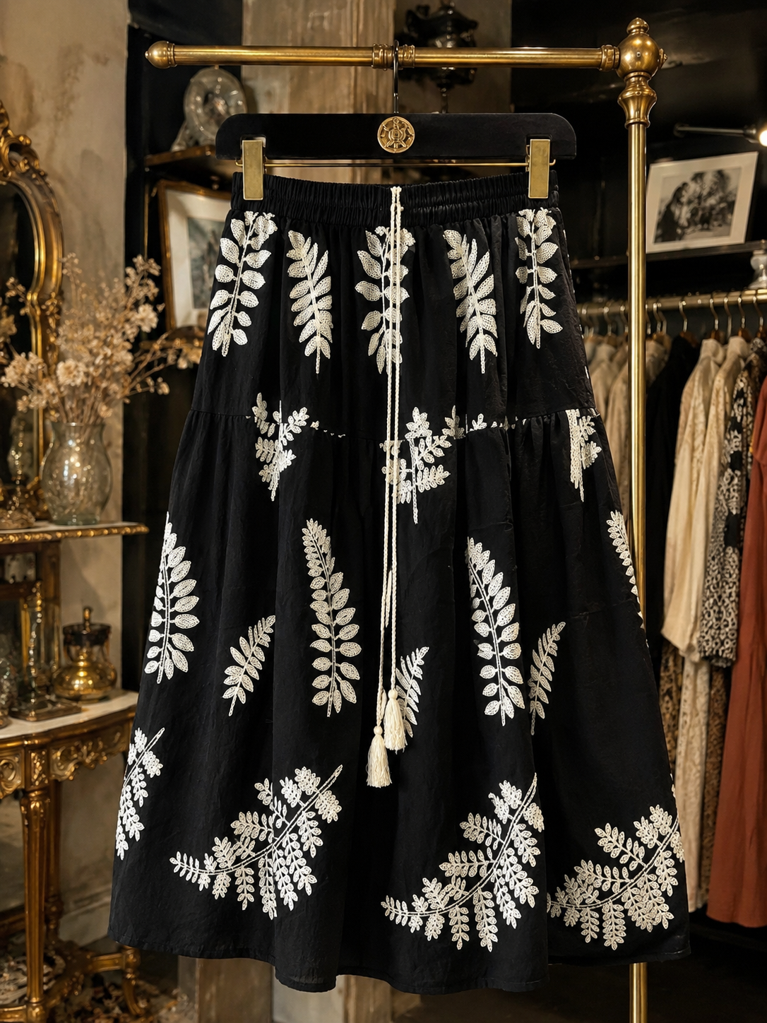 Φούστα midi/maxi boho με κεντήματα