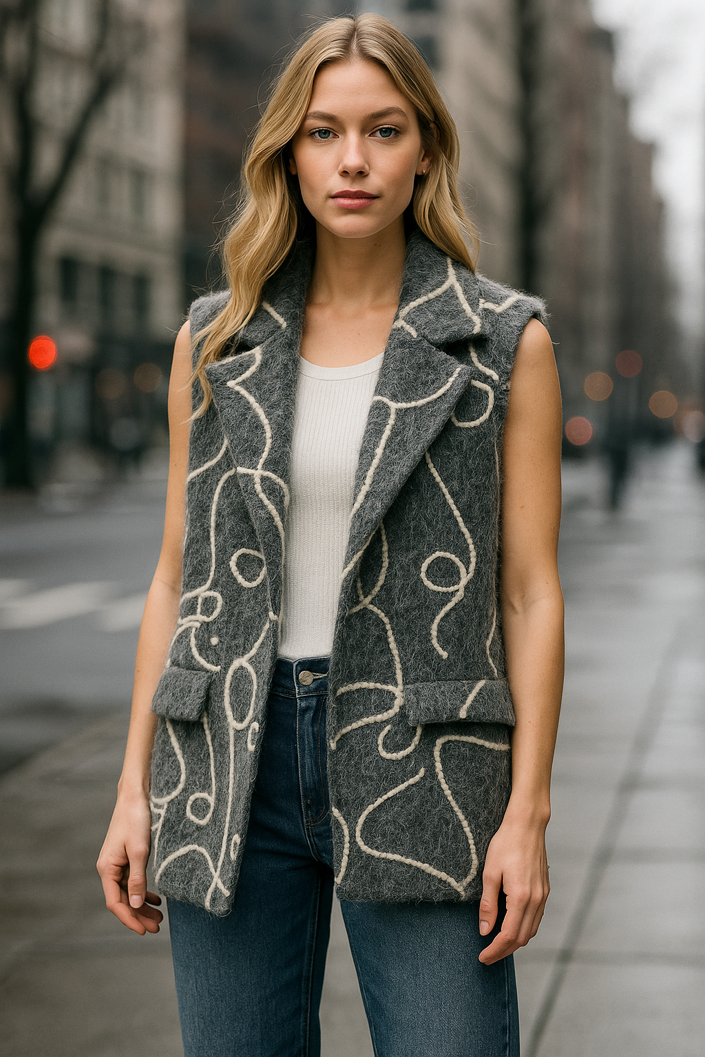 Γιλέκο mohair με κεντήματα
