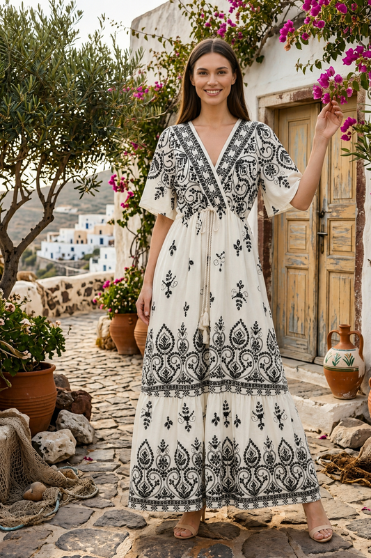 Φόρεμα maxi boho printed viscose