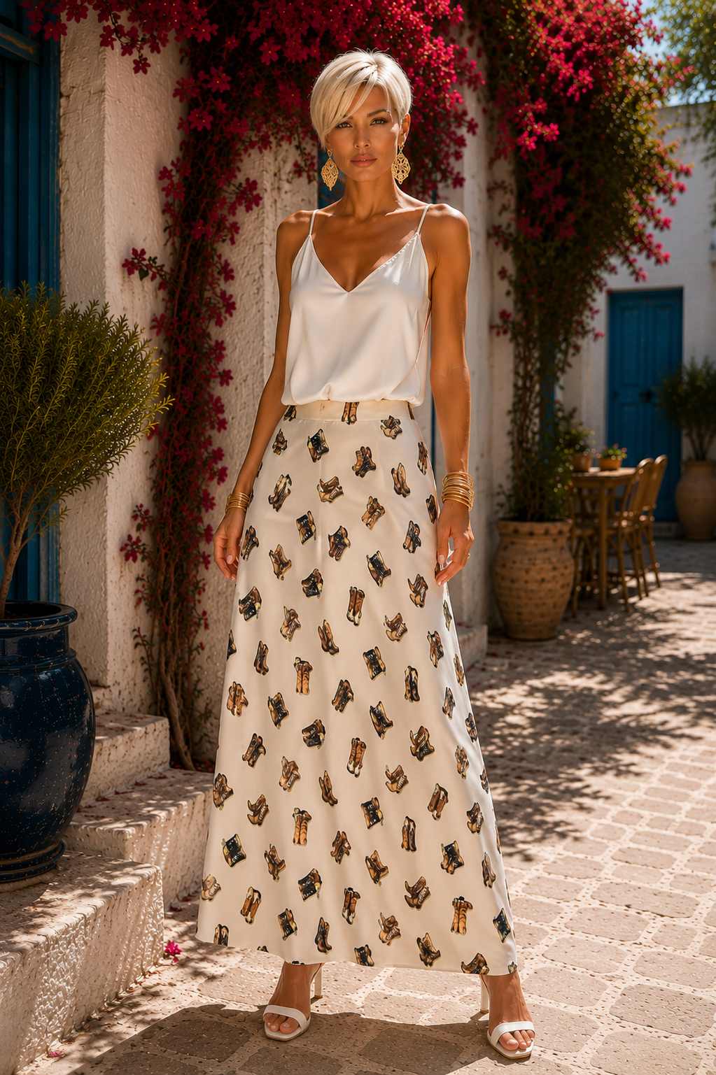 Φούστα maxi satin unformed viscose