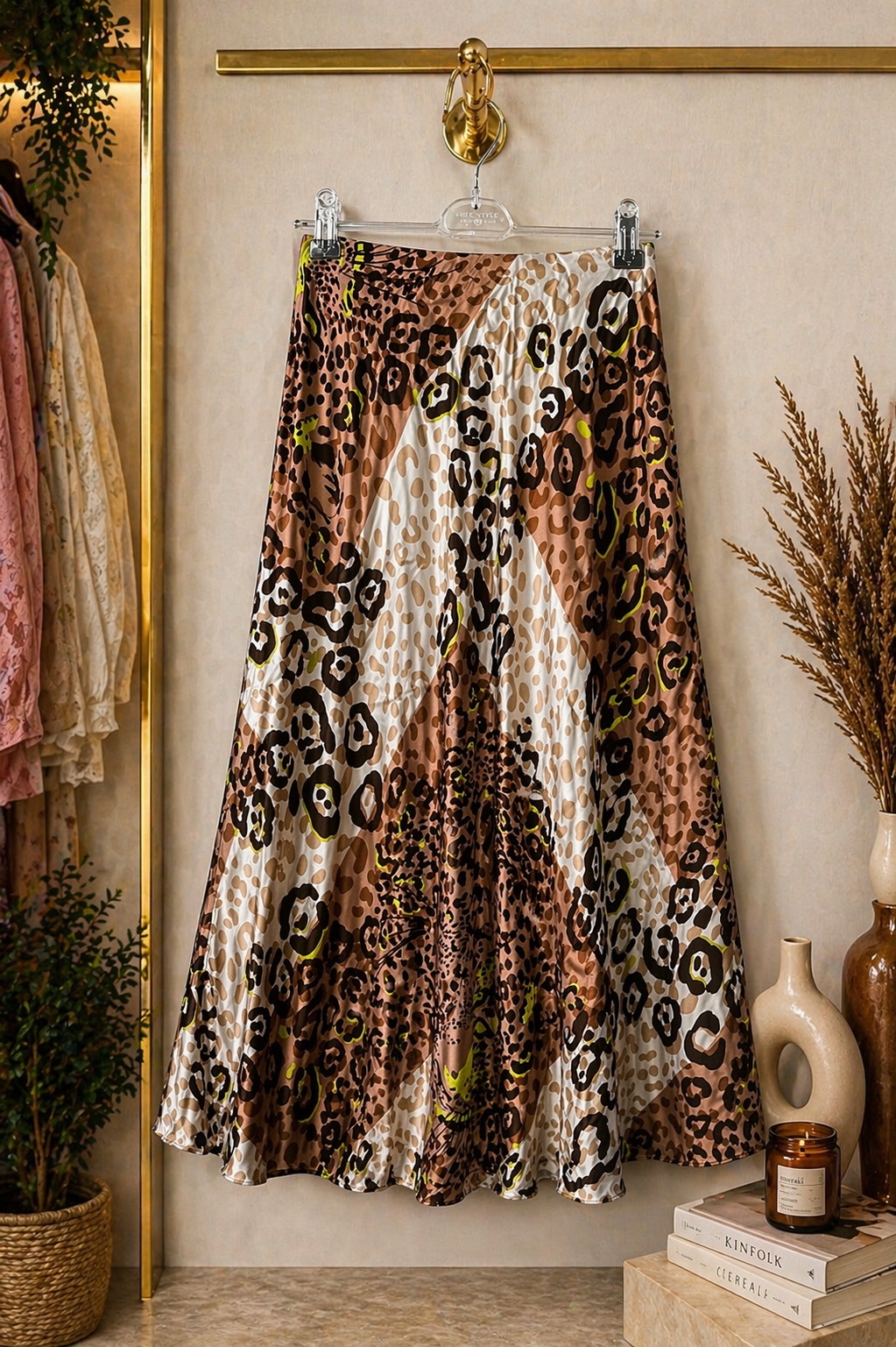 Φούστα maxi satin unformed viscose