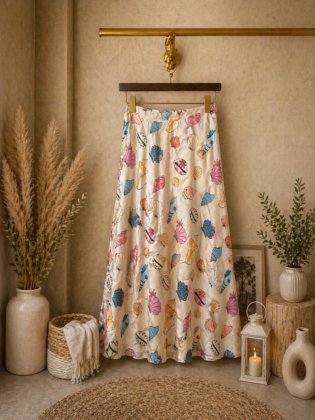 Φούστα maxi satin unformed viscose