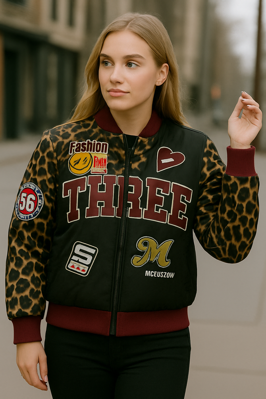 Bomber Jacket oversized animal printed με στάμπες