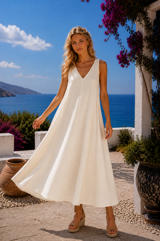 Φόρεμα midi/maxi viscose/linen