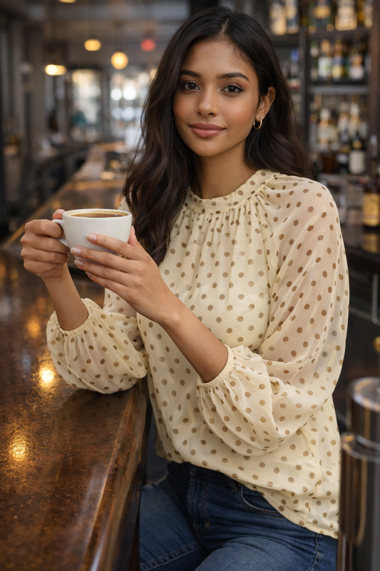 Μπλούζα πουά ζορζέτα