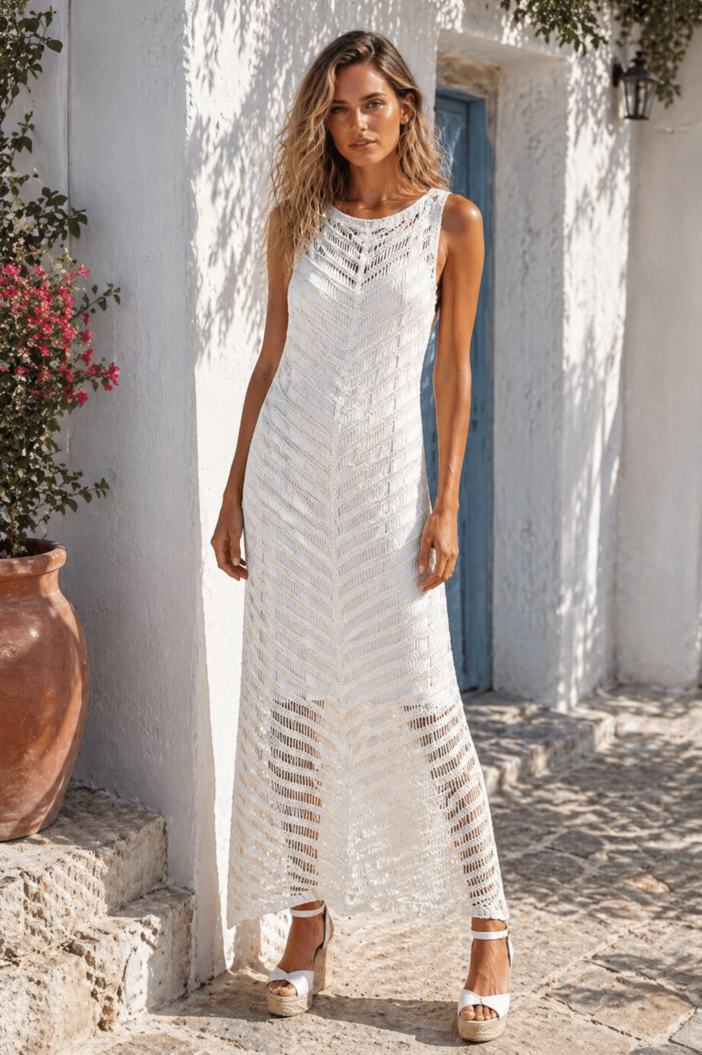 Φόρεμα maxi πλεκτό see through
