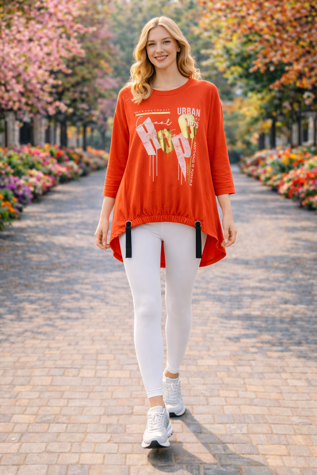 Φούτερ βαμβακερό ασύμμετρο με στάμπα