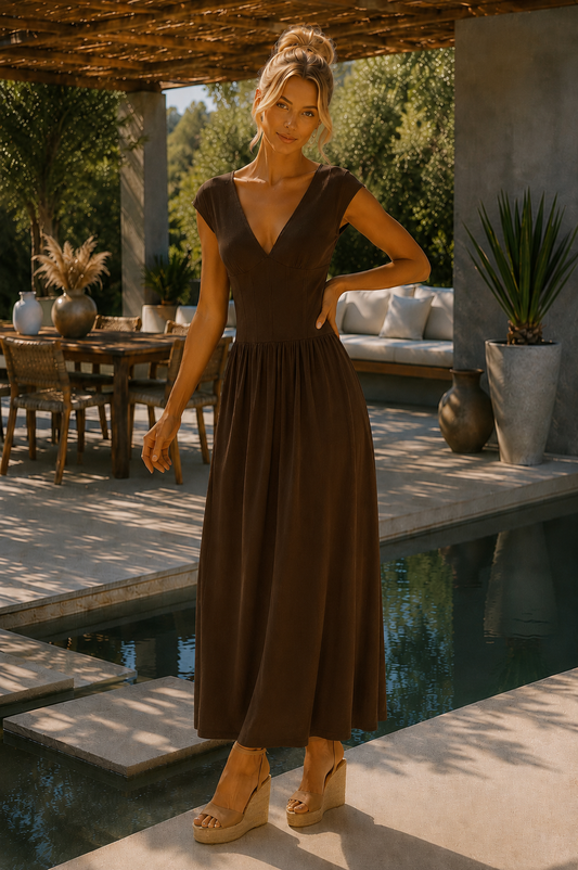 Φόρεμα midi/maxi cotton rib σε Α γραμμή