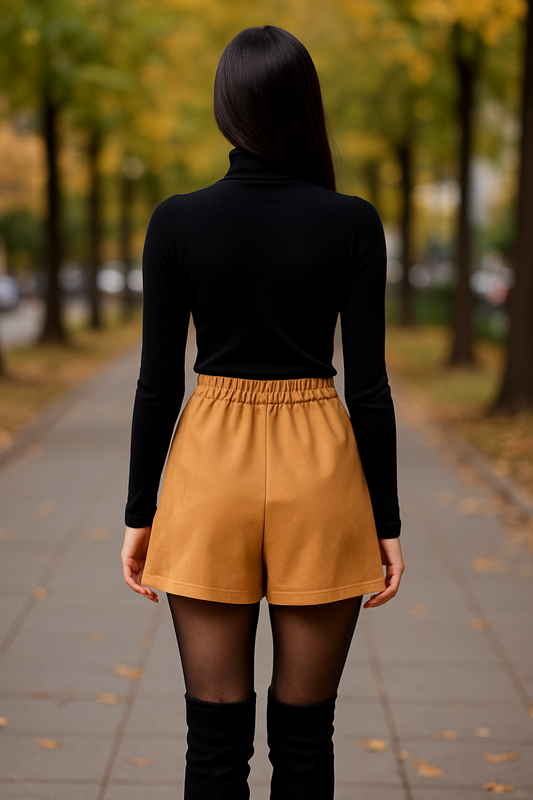 Skort mini suede με άνοιγμα στο πλάι