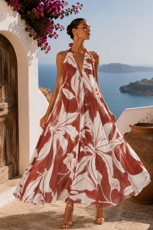 Φόρεμα maxi elegant floral printed
