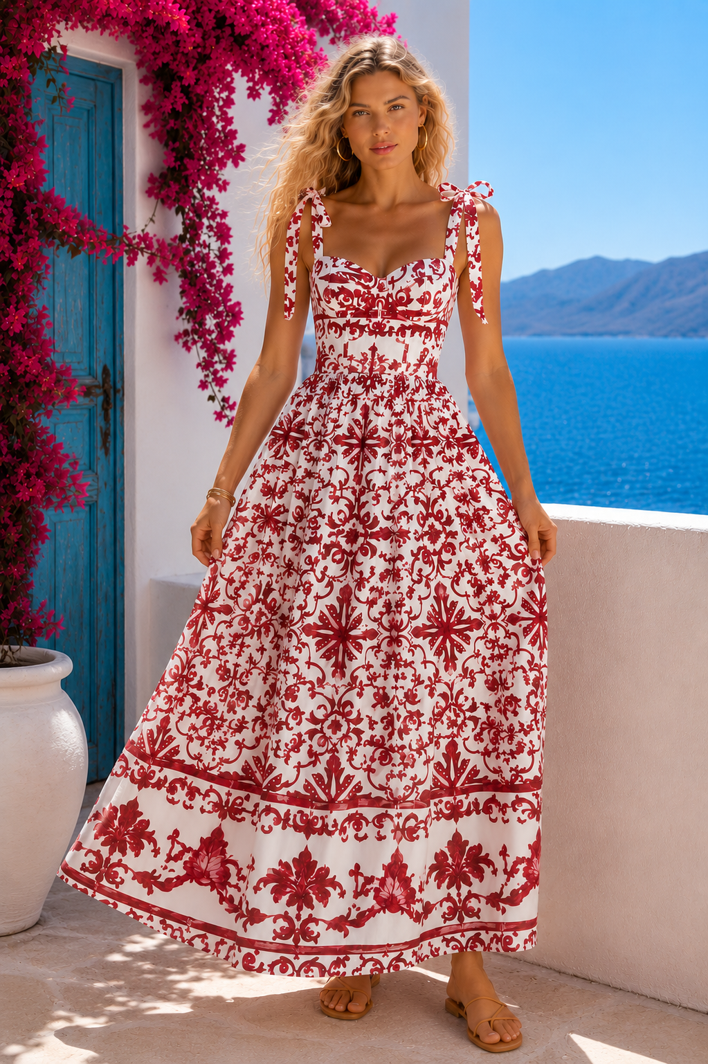 Φόρεμα maxi κρεπ baroque printed